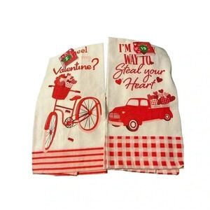 ~2 Valentines Day Flour Sack Kitchen Towels ~ I’m On My Way To Steal Your Heart